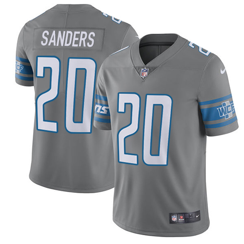 Nike Lions #20 Barry Sanders Gray Men's Stitched NFL Limited Rush Jersey